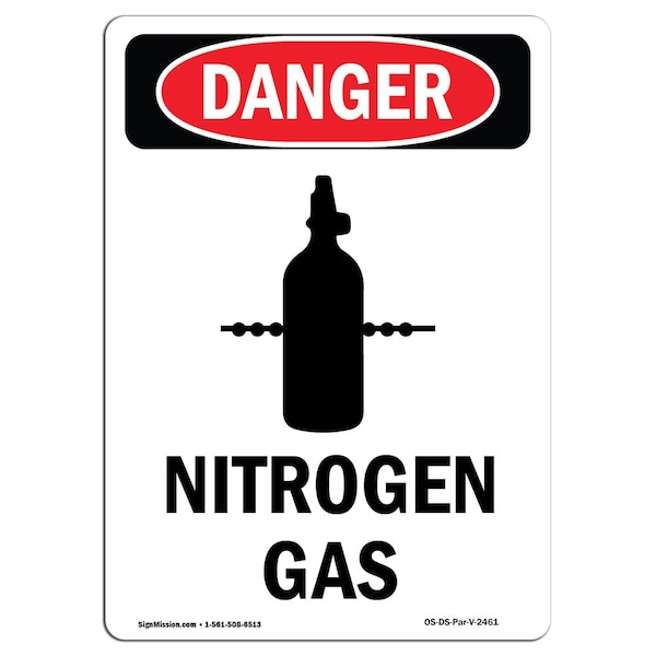 Signmission Safety Sign, OSHA Danger, 14" Height, Nitrogen Gas, Portrait OS-DS-D-1014-V-2461 - main